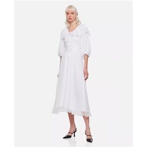 ROTATE BIRGER CHRISTENSEN Ellie White Ruffle-trimmed Georgette Midi Dress